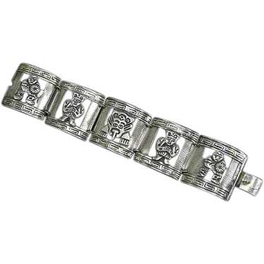Early Mexican Sterling Silver Panel Bracelet – pr… - image 1