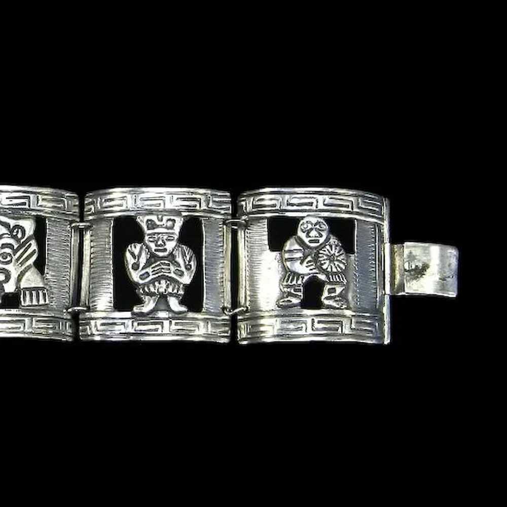Early Mexican Sterling Silver Panel Bracelet – pr… - image 3