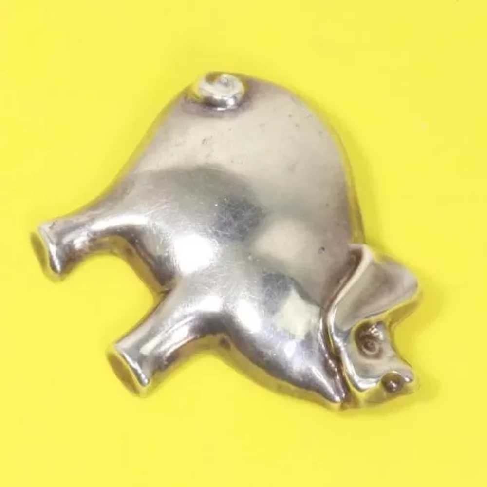 Pig Figural Pin – Sterling Large – Three-Dimensio… - image 2