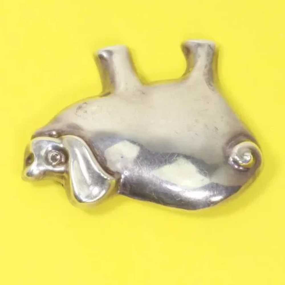 Pig Figural Pin – Sterling Large – Three-Dimensio… - image 3