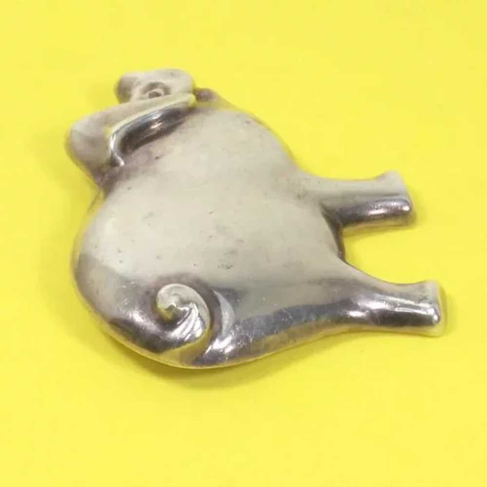 Pig Figural Pin – Sterling Large – Three-Dimensio… - image 4