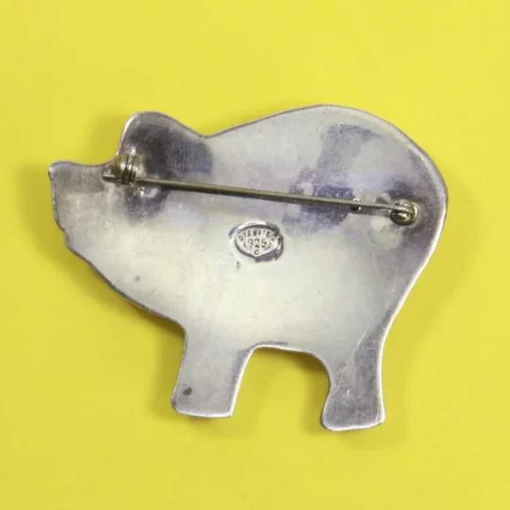 Pig Figural Pin – Sterling Large – Three-Dimensio… - image 5