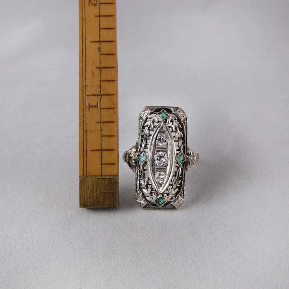 Circa 1910 18k White Gold Edwardian Filigree Ring… - image 8
