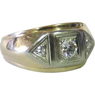 Vintage Men's 14K Gold & Diamond Ring, circa 1950… - image 1