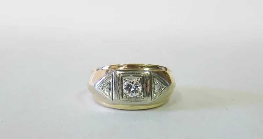 Vintage Men's 14K Gold & Diamond Ring, circa 1950… - image 4