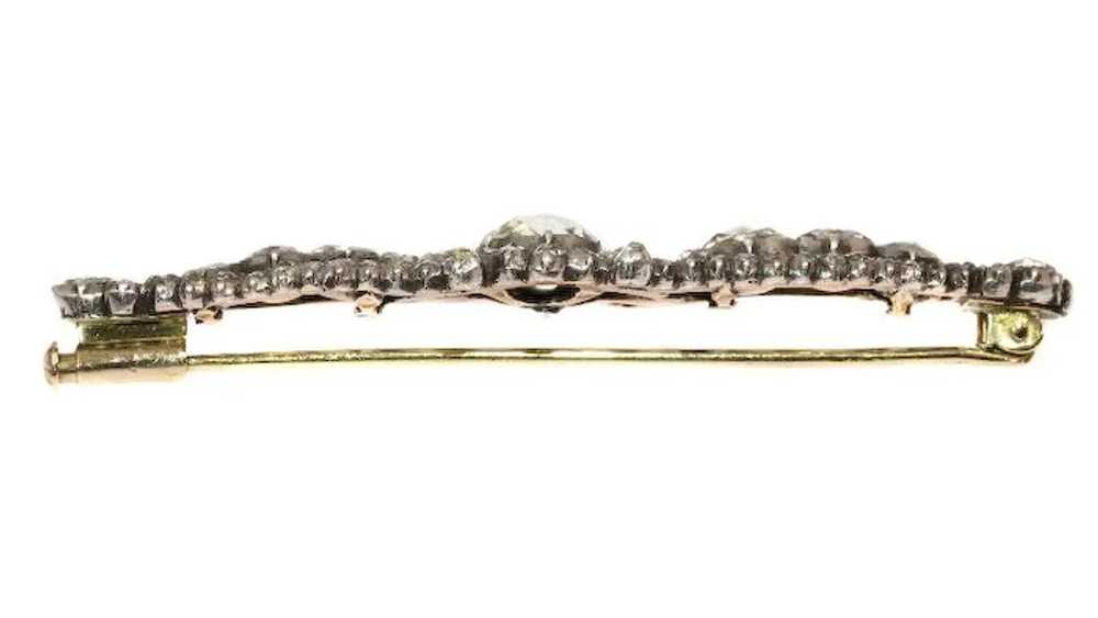 Victorian Antique Rose Cut Diamond Bar Brooch, 18… - image 4