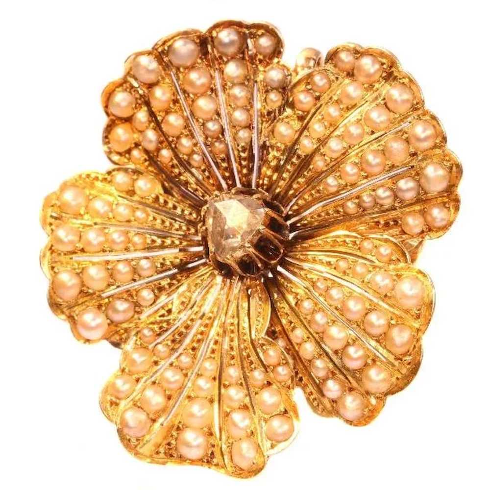 Antique Victorian gold pansy flower combined pend… - image 2