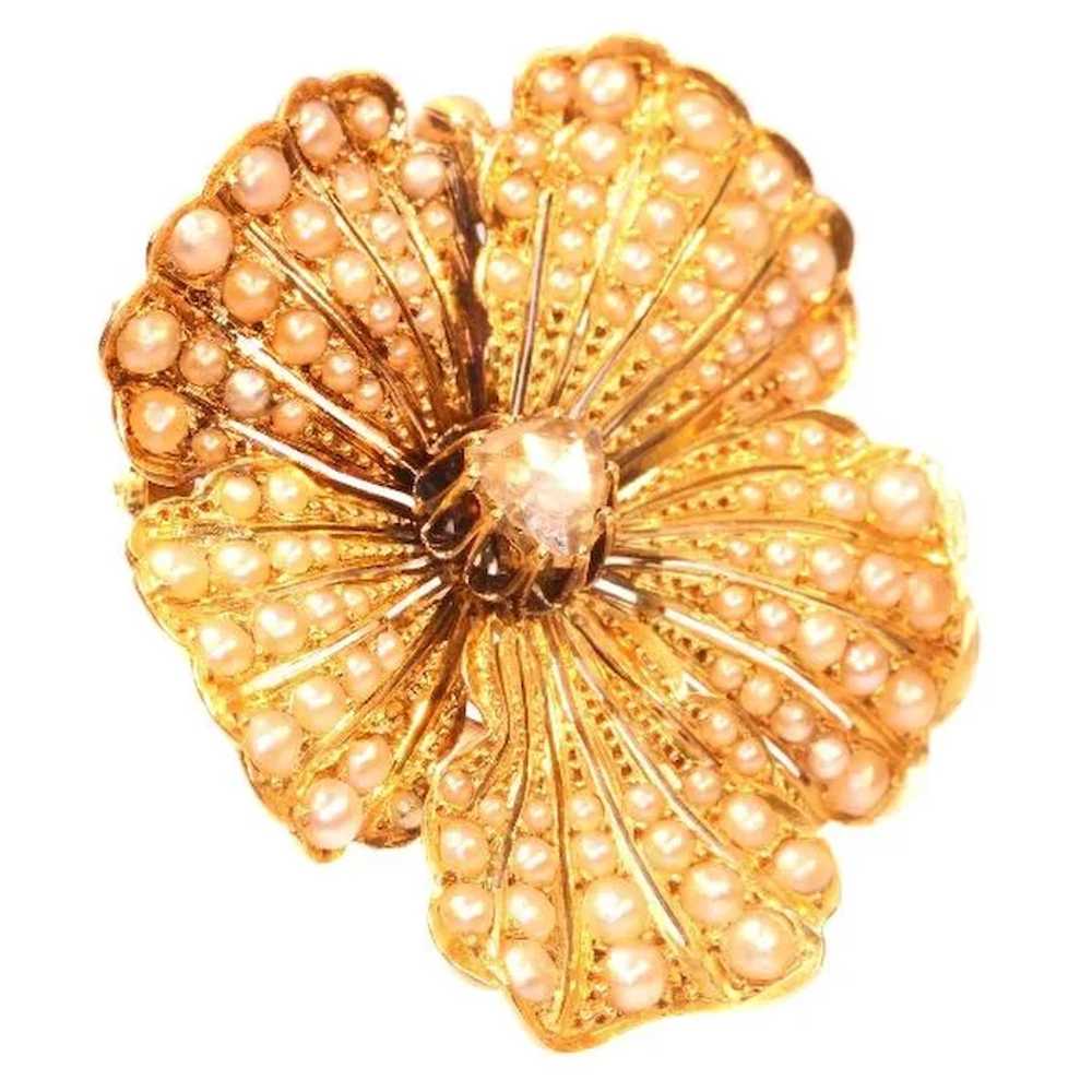 Antique Victorian gold pansy flower combined pend… - image 3