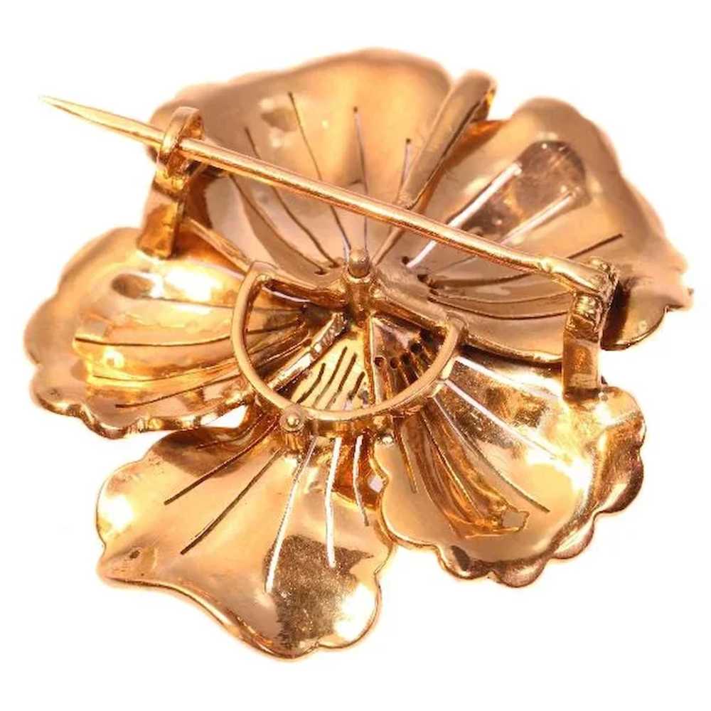 Antique Victorian gold pansy flower combined pend… - image 4