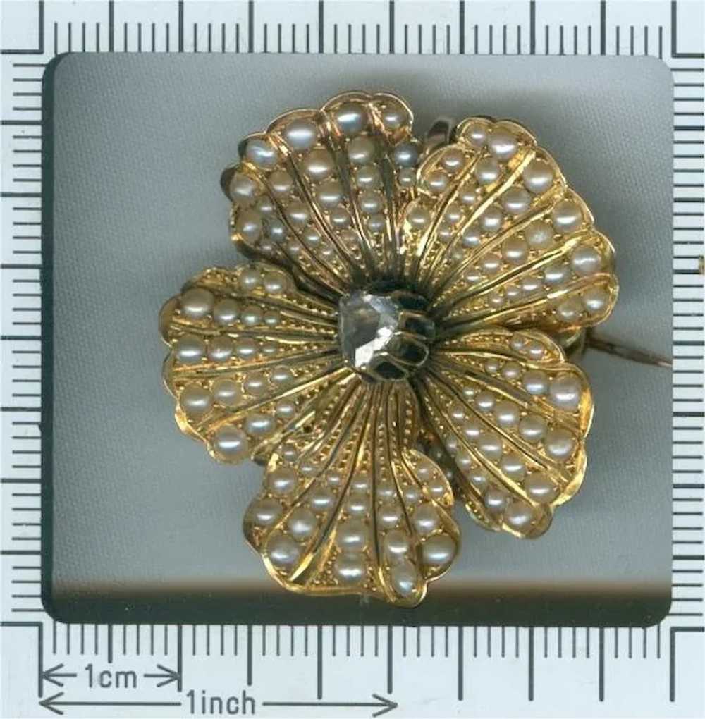 Antique Victorian gold pansy flower combined pend… - image 6
