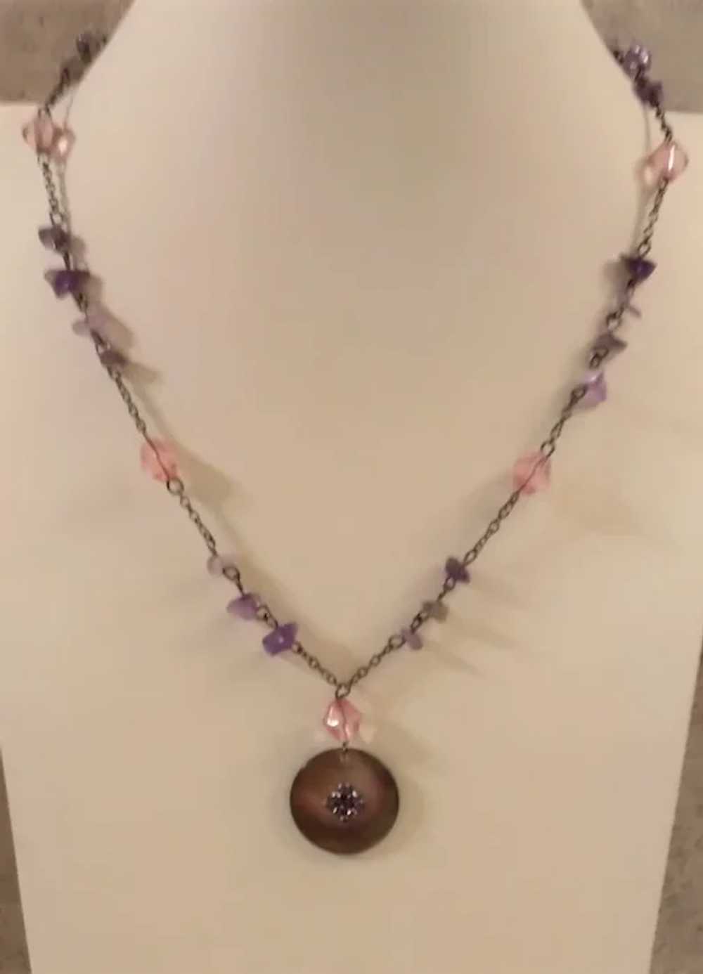 Anne Kline Mother of Pearl Necklace with Amethyst… - image 10