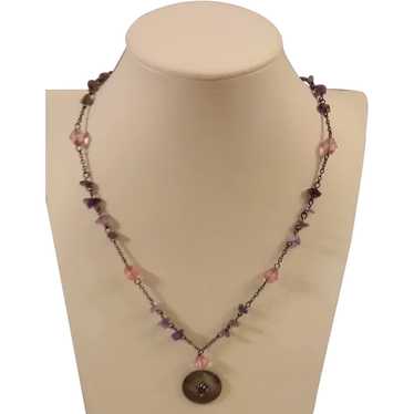 Anne Kline Mother of Pearl Necklace with Amethyst… - image 1