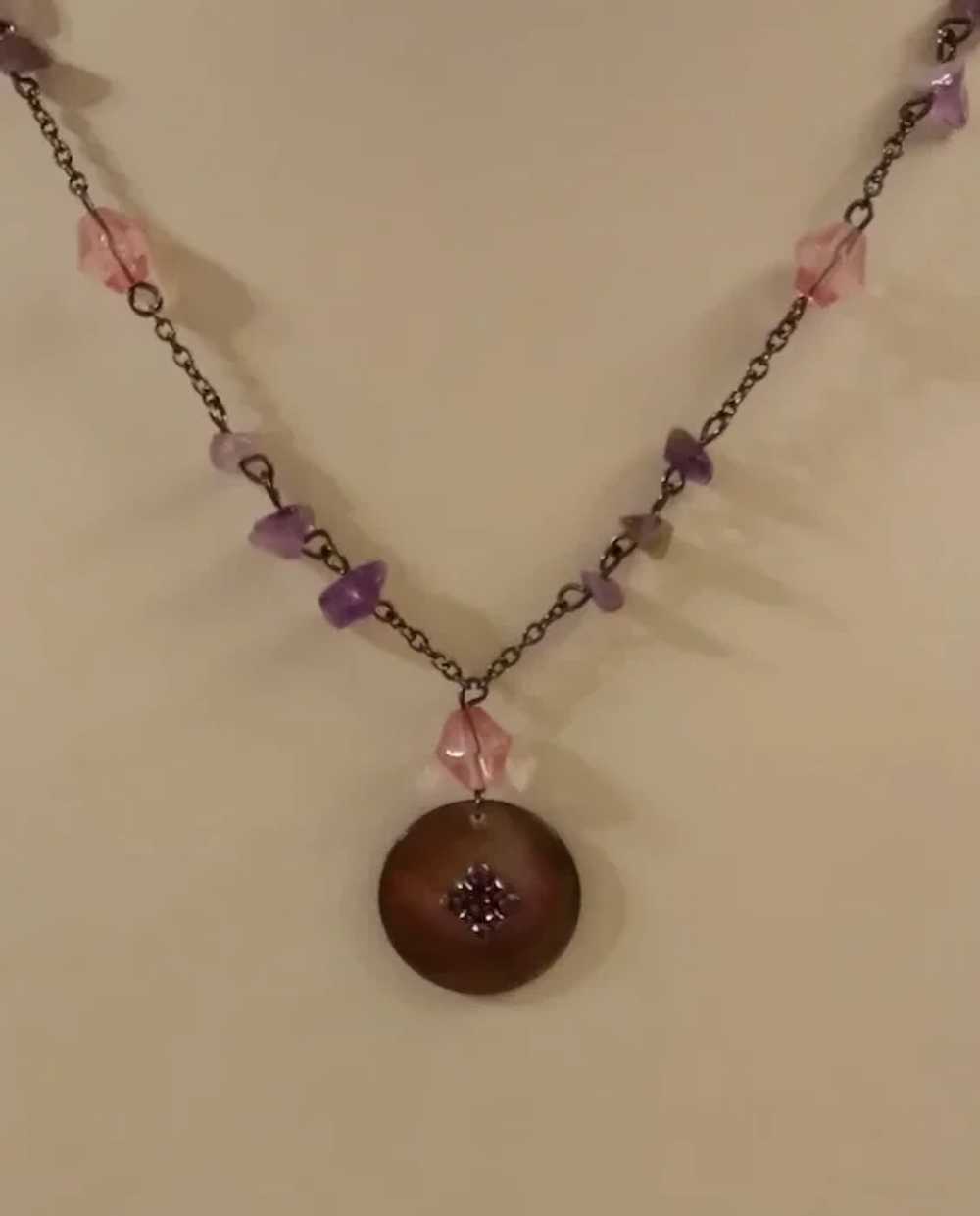 Anne Kline Mother of Pearl Necklace with Amethyst… - image 2