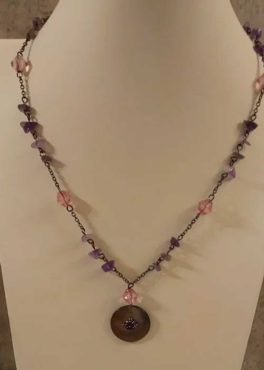 Anne Kline Mother of Pearl Necklace with Amethyst… - image 5