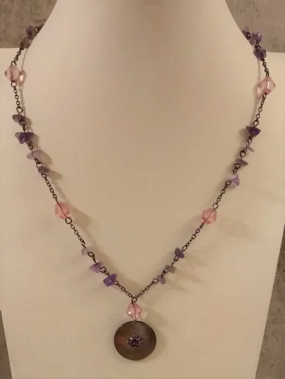 Anne Kline Mother of Pearl Necklace with Amethyst… - image 8