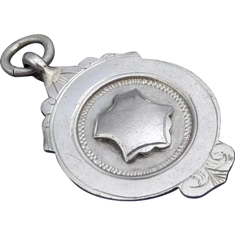 Sterling Silver pocket Watch Fob Medal Unknown ma… - image 1