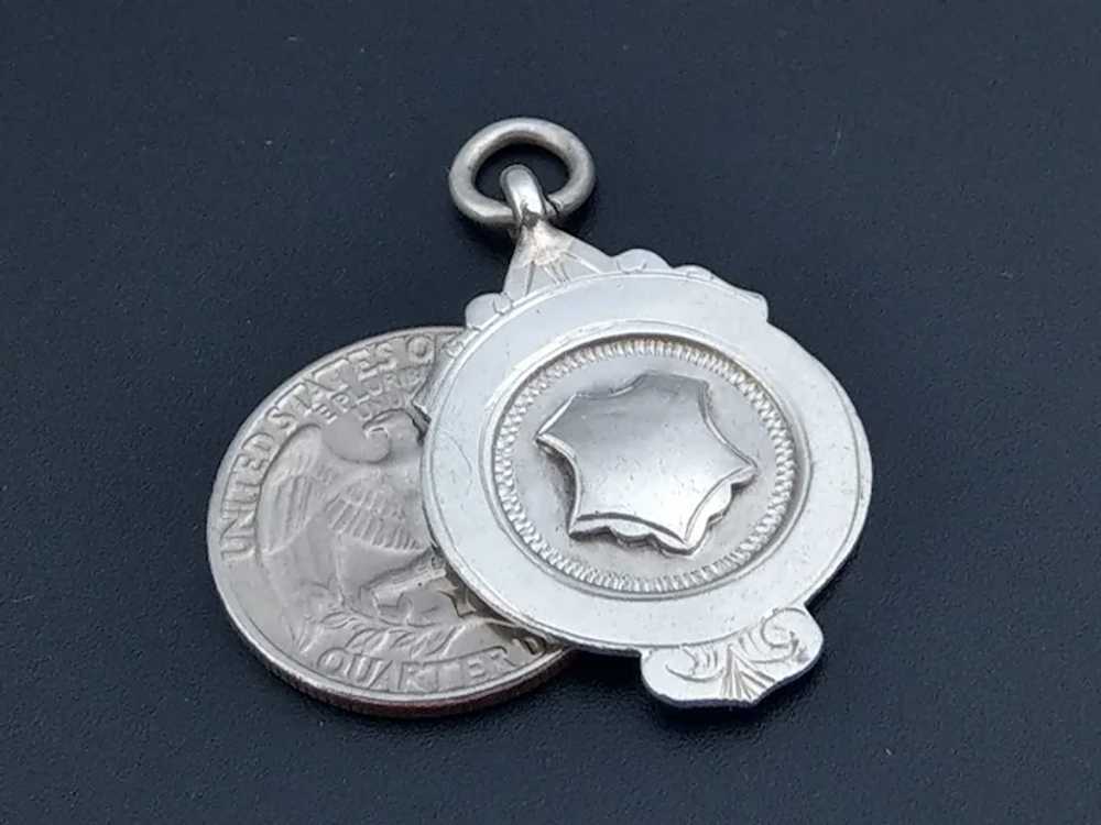 Sterling Silver pocket Watch Fob Medal Unknown ma… - image 2