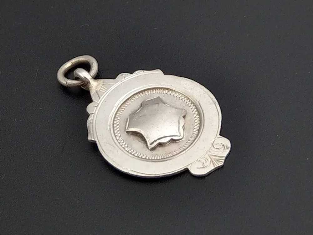 Sterling Silver pocket Watch Fob Medal Unknown ma… - image 4