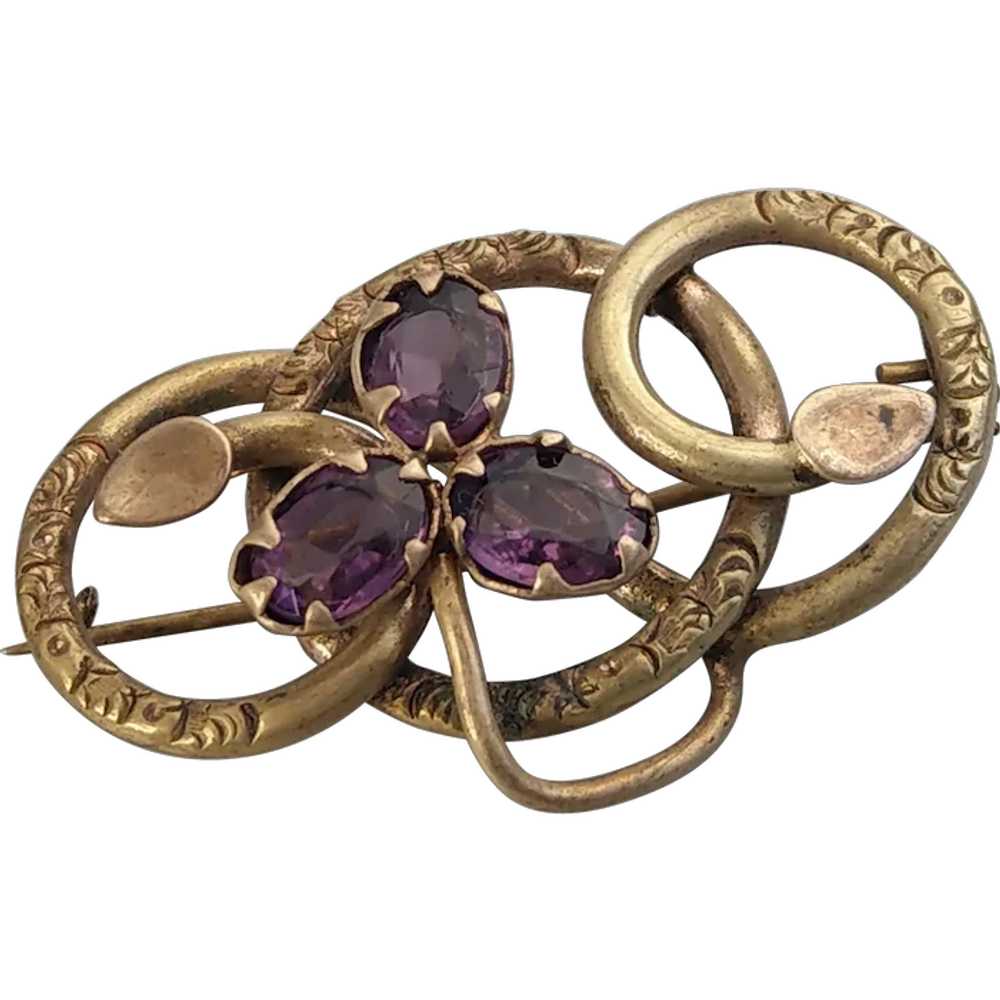 Arts and crafts Brooch Forget Me Not with triple … - image 1
