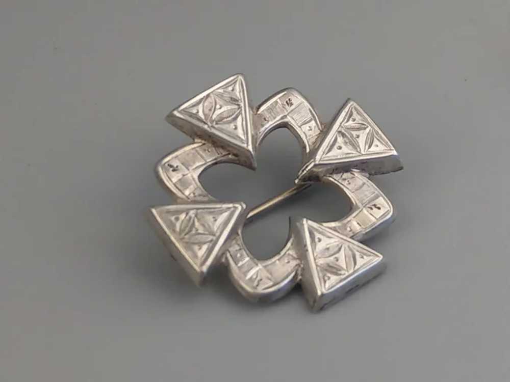 Clover shaped Sterling Silver Celtic Brooch - image 5