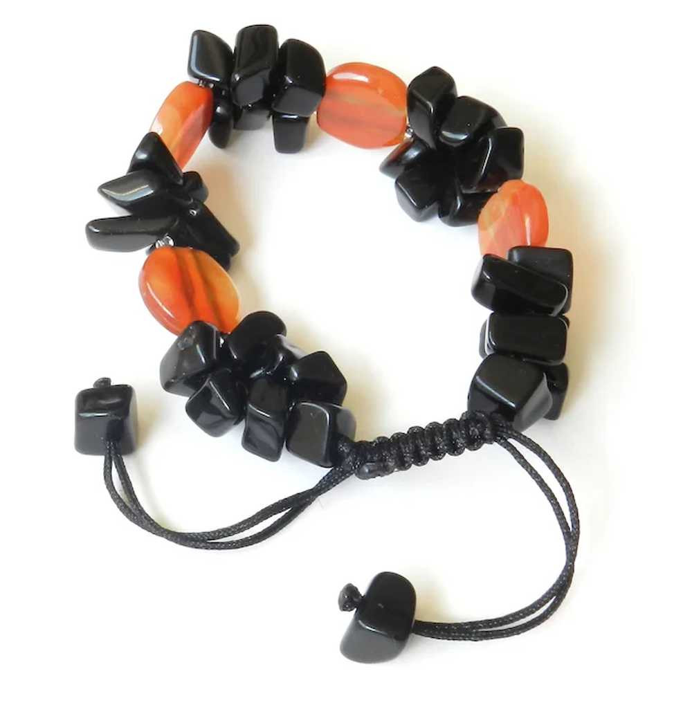 Black Obsidian with Carnelian Gemstone Bracelet, … - image 2