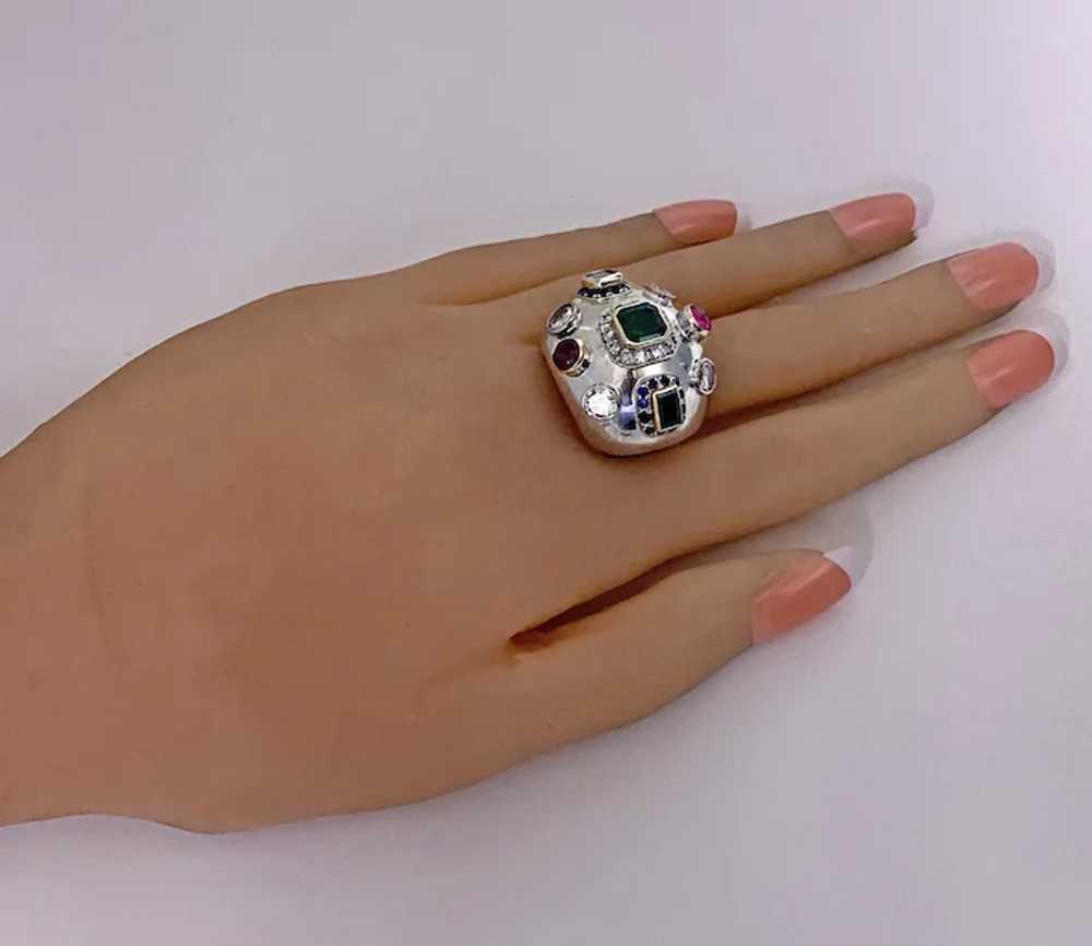 1960’s Sputnik Gold Diamond and Gemstone Ring. - image 4