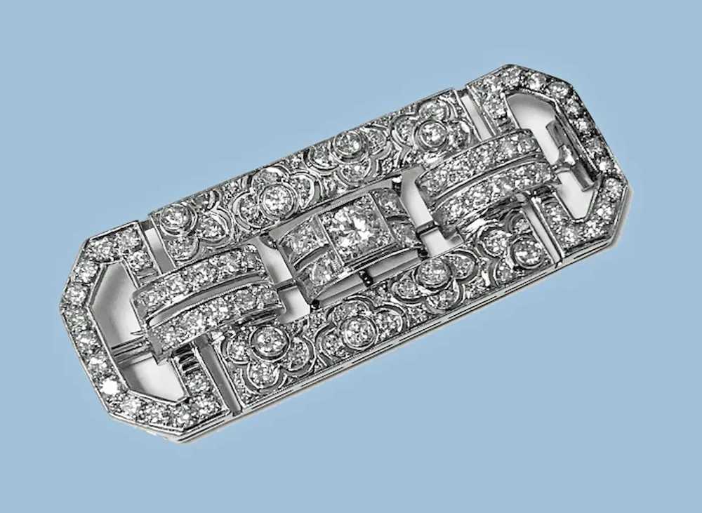 Large Art Deco Diamond and Platinum Brooch C.1925 - image 2