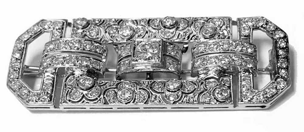 Large Art Deco Diamond and Platinum Brooch C.1925 - image 4