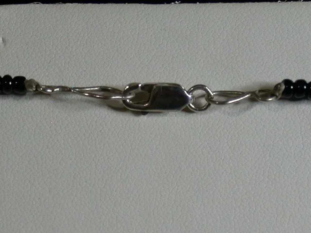 Silver/Black Onyx/Black & Silver Bead Necklace 22… - image 4