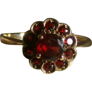 Victorian Period Garnet Flower Ring, Size 8, Clas… - image 1