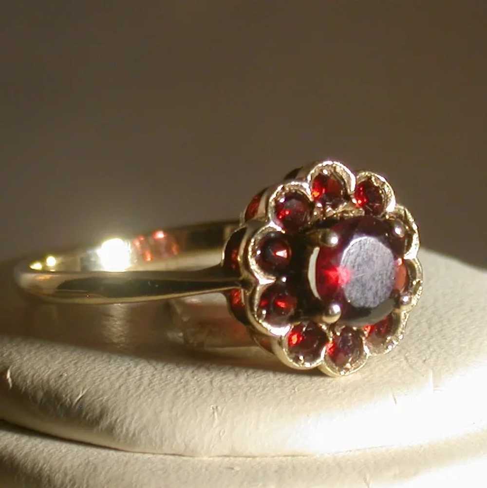 Victorian Period Garnet Flower Ring, Size 8, Clas… - image 2