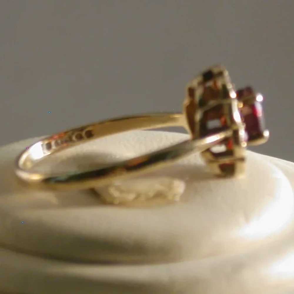 Victorian Period Garnet Flower Ring, Size 8, Clas… - image 3