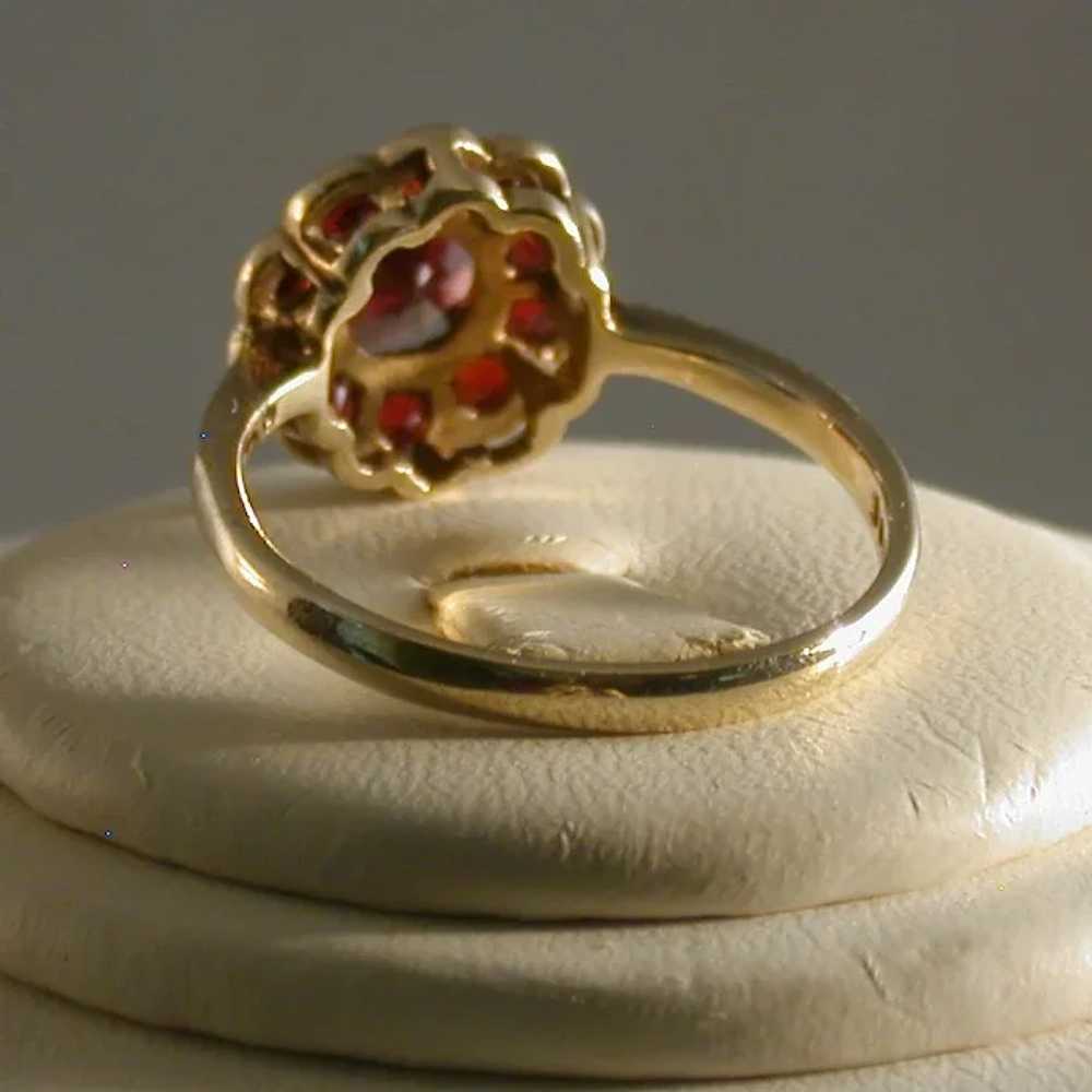 Victorian Period Garnet Flower Ring, Size 8, Clas… - image 5