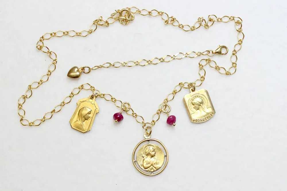 Necklace on Vermeil Chain w 3 Gold Filled Vintage… - image 2