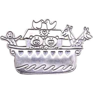 Sterling Silver Noahs Ark Design Pin