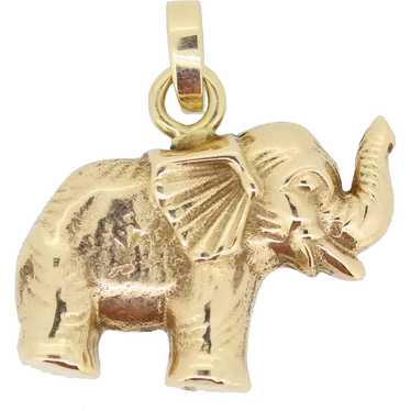 14k Yellow Gold Elephant Pendant - image 1