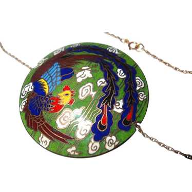 Huge Rooster Cloisonne Bead Pendant - image 1