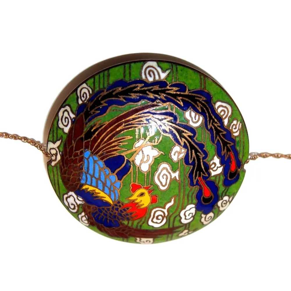 Huge Rooster Cloisonne Bead Pendant - image 3