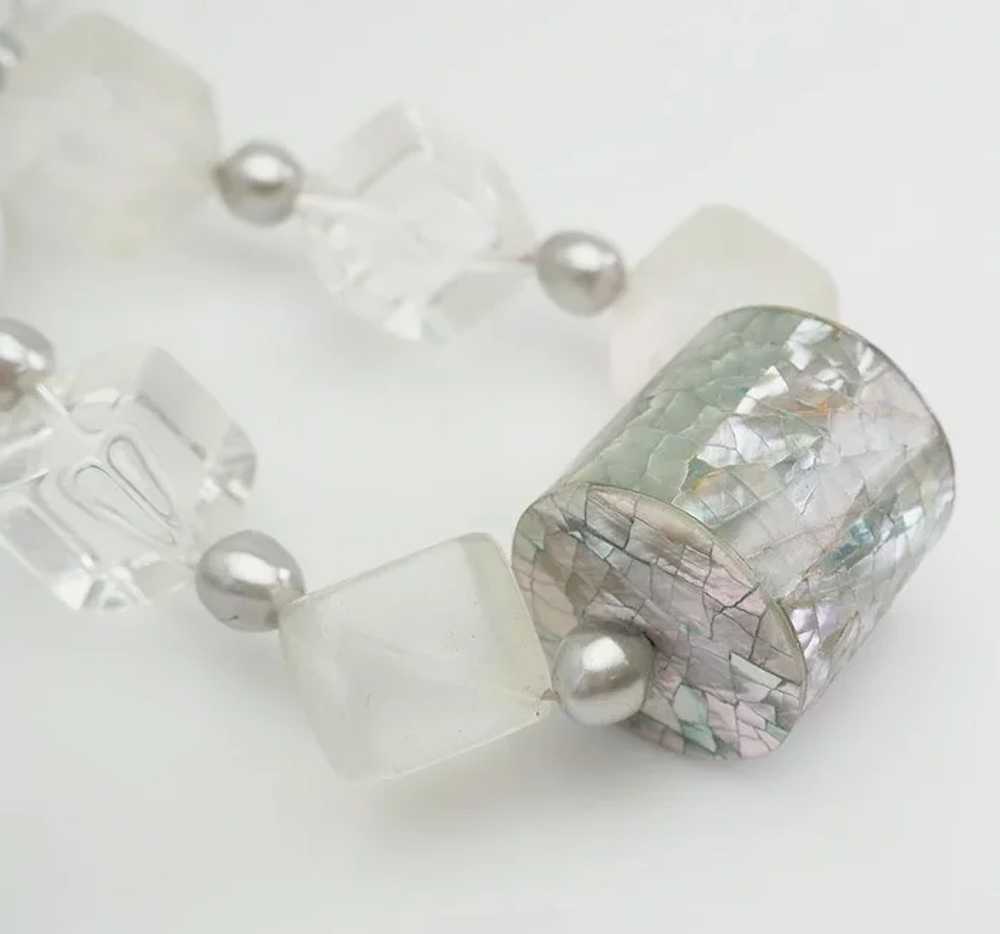 Early Vintage Chunky Clear Lucite Mother Of Pearl Mod Gem