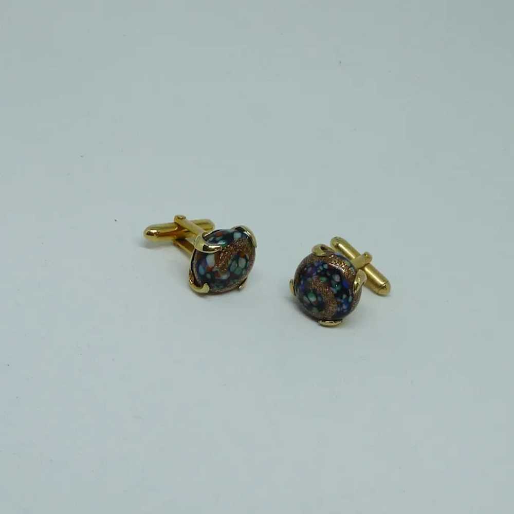 Swank Glass Multicolored Gold Tone Cuff Links Cuf… - image 6