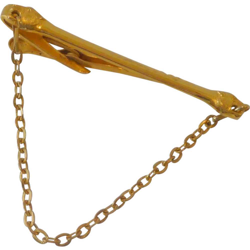 Jaguar Heads on Hickok Gold Tone Tie Bar and Chain - image 1