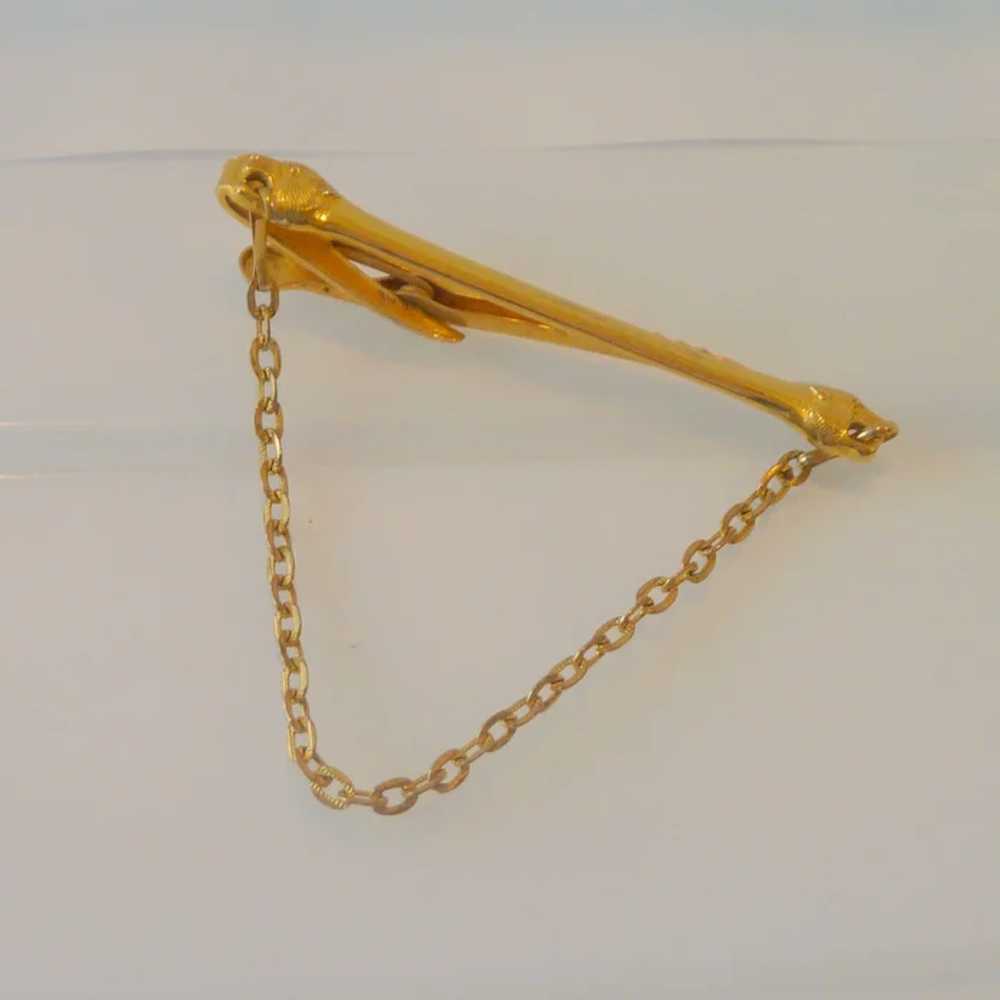 Jaguar Heads on Hickok Gold Tone Tie Bar and Chain - image 3