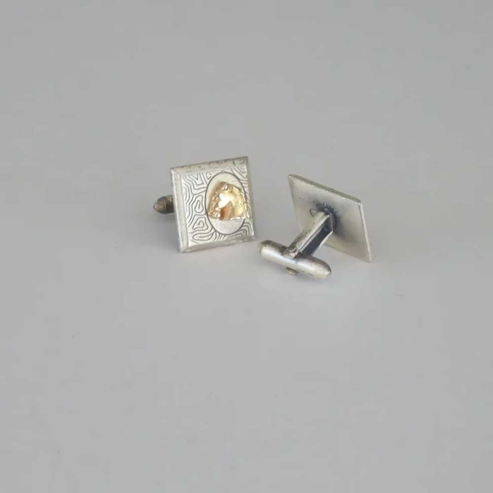 Swank Silver Tone with Gold Horse Head Cufflinks … - image 5