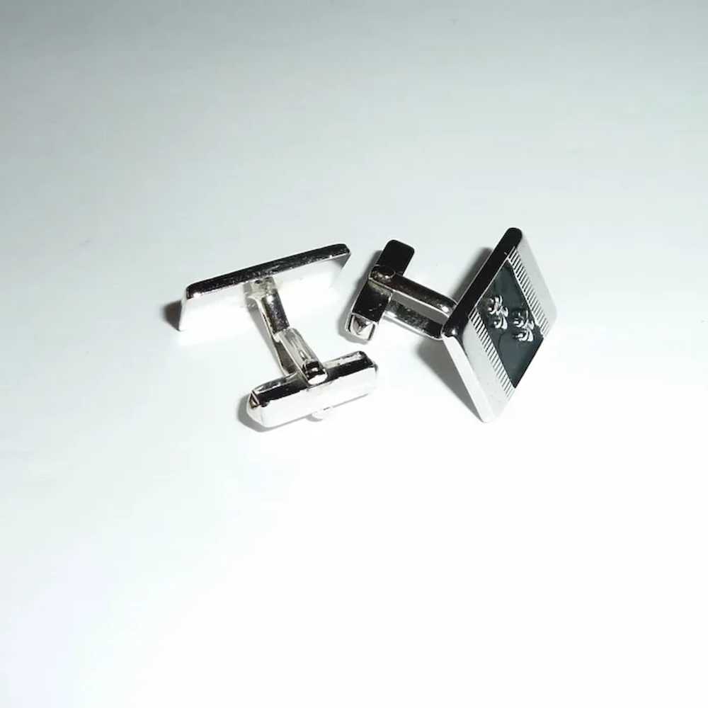 Swank Fleur De Lis Silver Tone Cuff Links Cufflin… - image 3