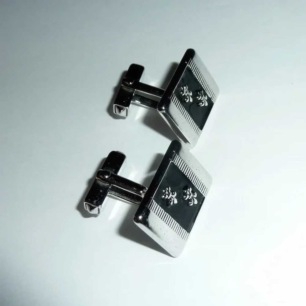 Swank Fleur De Lis Silver Tone Cuff Links Cufflin… - image 5