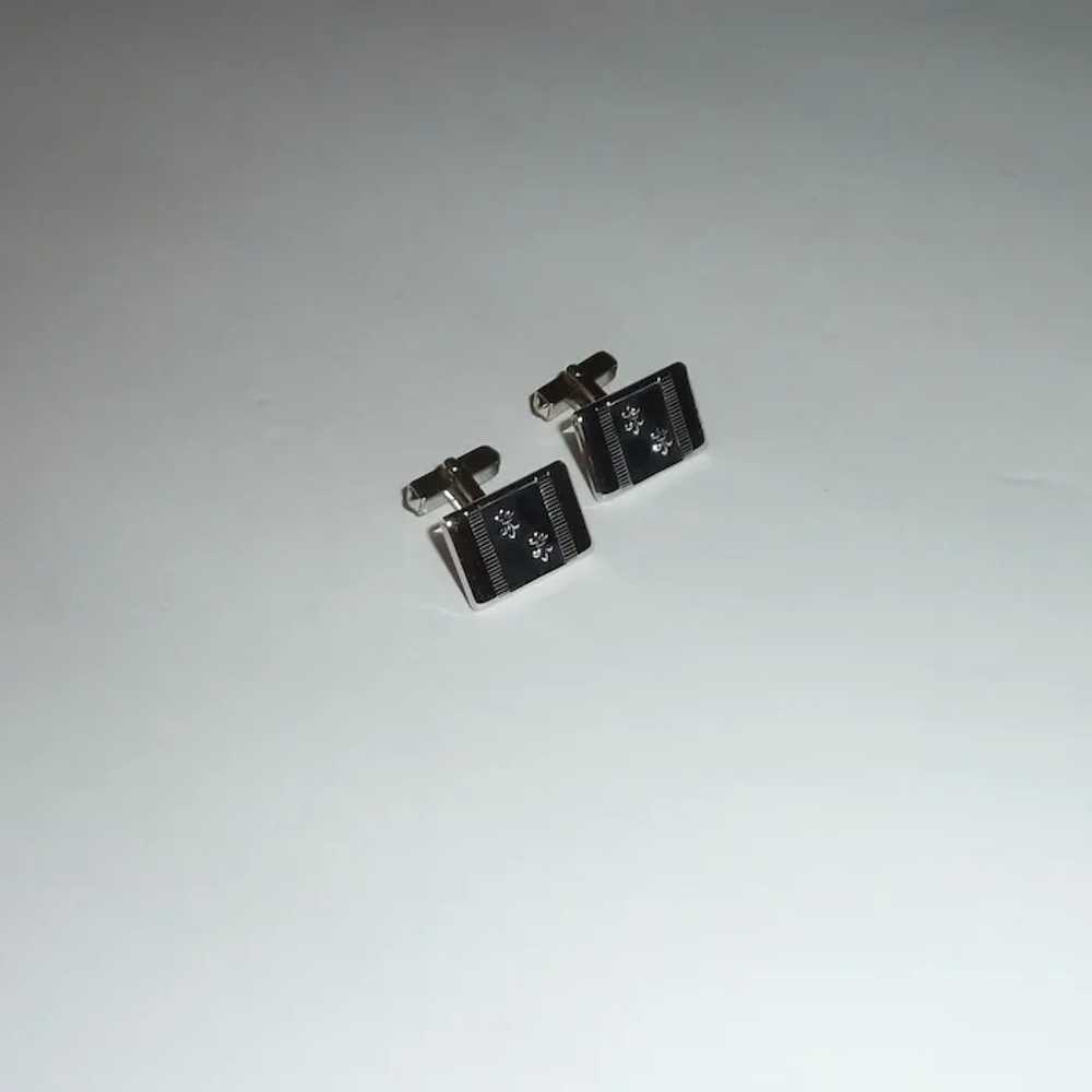 Swank Fleur De Lis Silver Tone Cuff Links Cufflin… - image 6