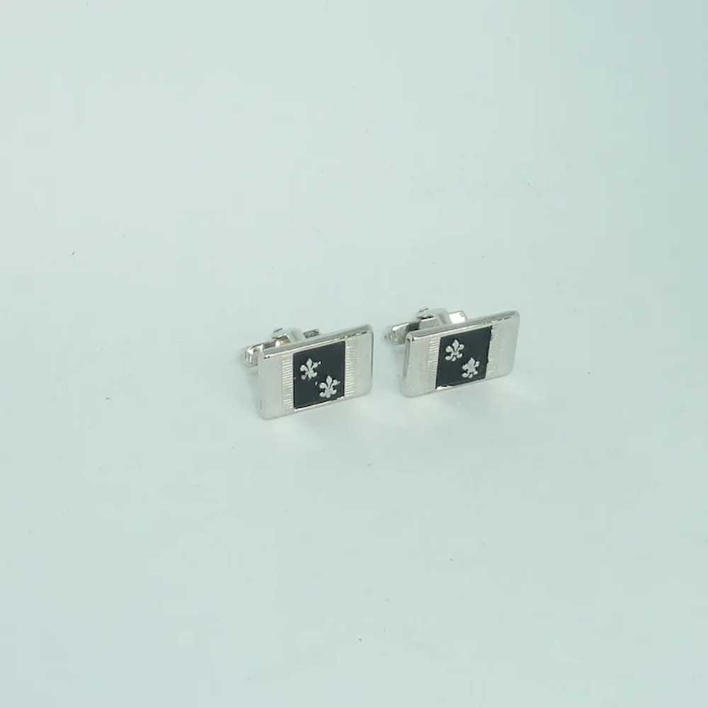 Swank Fleur De Lis Silver Tone Cuff Links Cufflin… - image 7