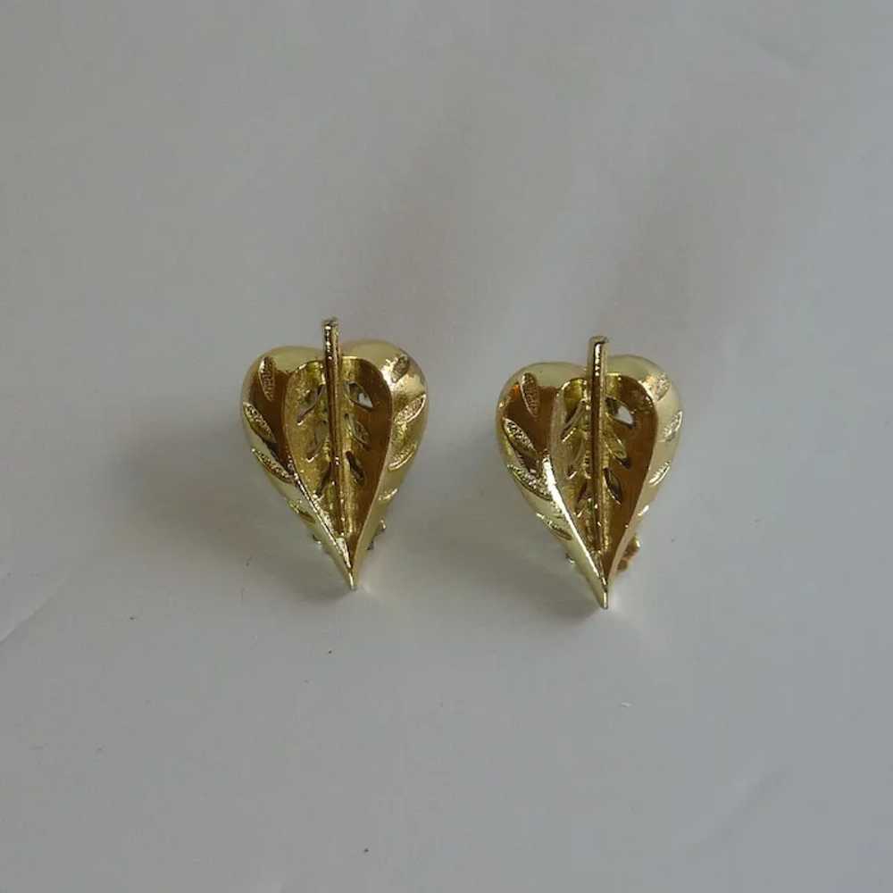 Gold Tone Leaf Clip On Earrings - image 3