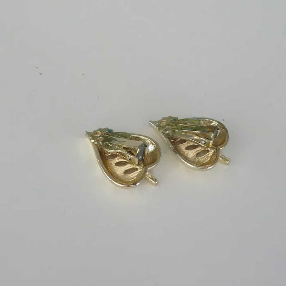 Gold Tone Leaf Clip On Earrings - image 6