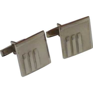 Brushed Silver Tone Square Contemporary Cufflinks… - image 1